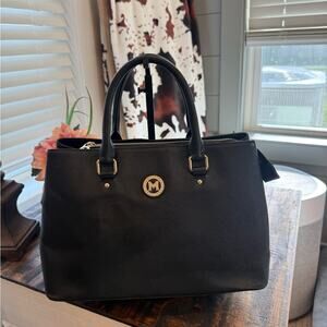 Metrocity Black Leather 2 Way Tote
